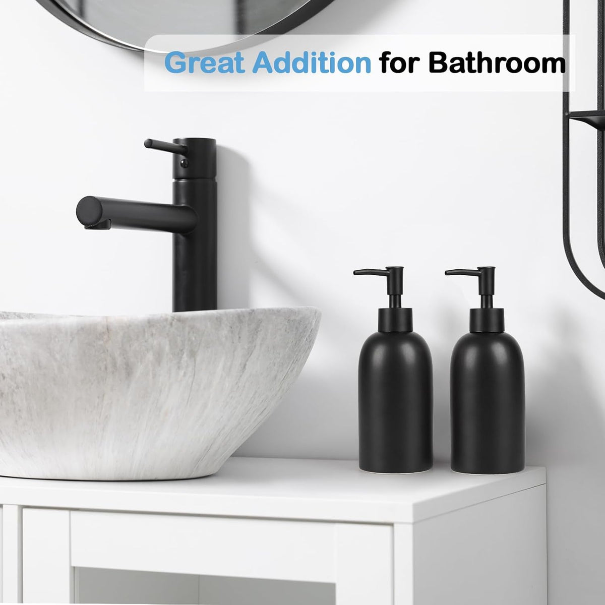 Natheeph 14OZ Ceramic Soap Dispenser Ceramic Soap Pump Dispenser Can Fill Liquid for