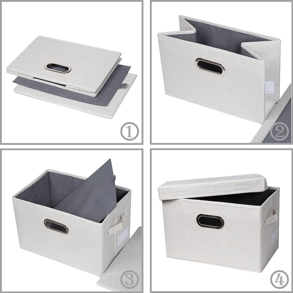 PRANDOM Large Collapsible Storage Bins with Lids [3-Pack] Fabric Foldable Storage Boxes Organizer