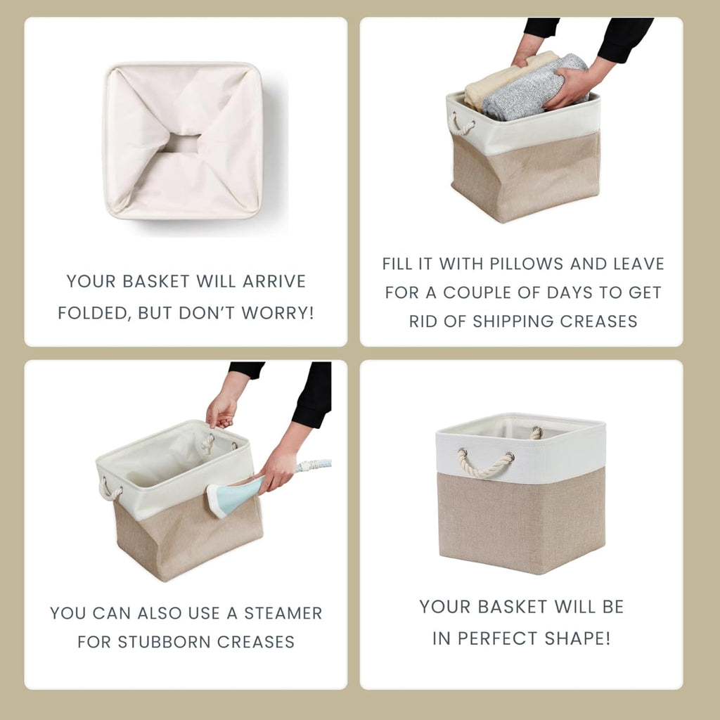 Mangata Canvas Storage Boxes, 11.8 Inch Cube Storage Bins Set of 6 for 12 Inch Cabinets, Fabric