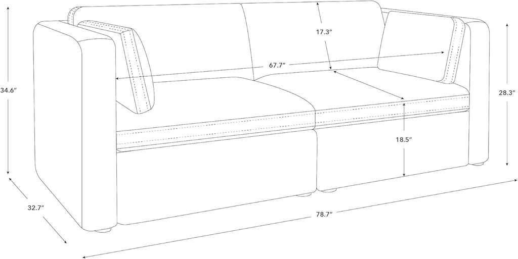 CHITA Small Modular Sectional Fabric Sofa Set, Extra Comfty Loveseat Cloud Couch, FSC Certified