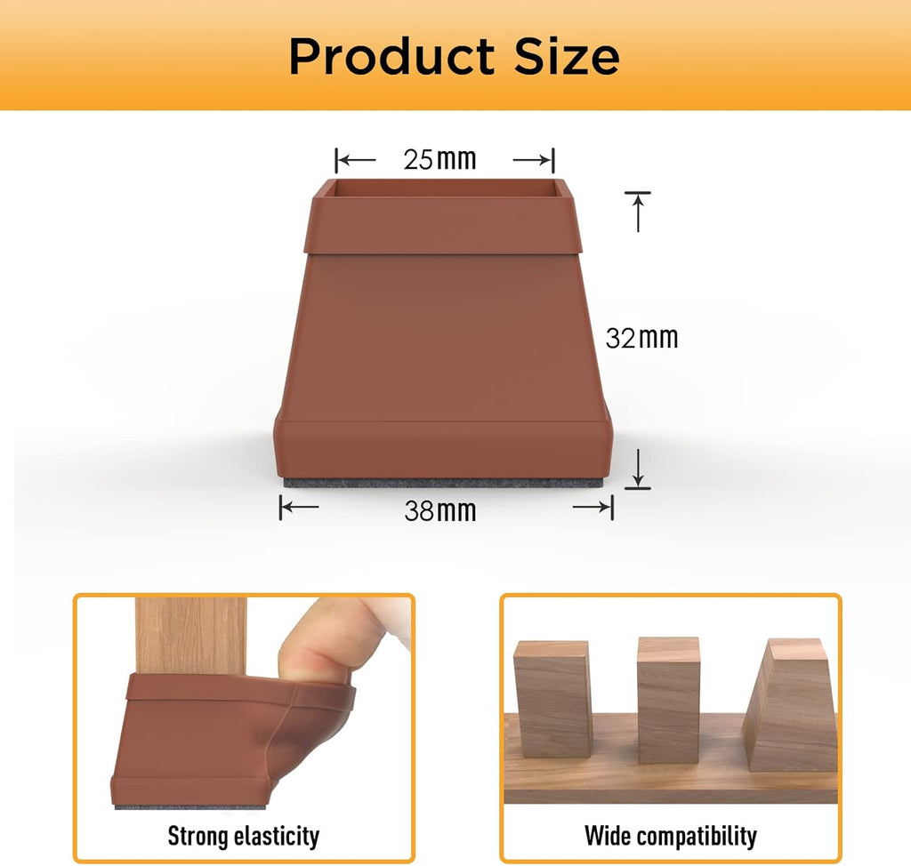 16 PCS Square Chair Leg Floor Protector, Silicone Chair Leg Cover, Furniture Leg Protectors with