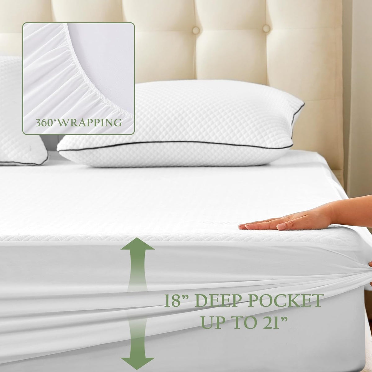 100% Waterproof California King Mattress Protector, Breathable Bamboo Rayon Mattress Cover with