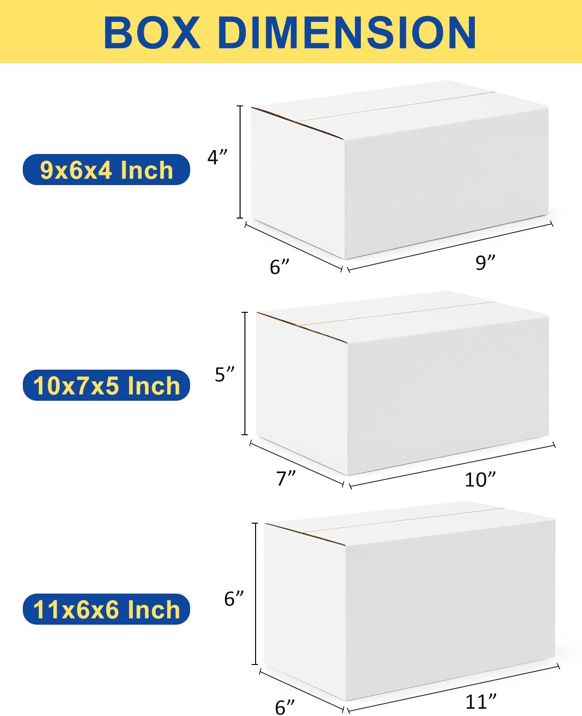 Assorted-Sizes-Shipping-Boxes-45-Pack: 9x6x4 & 10x7x5 & 11x6x6 Small-Shipping-Boxes-Mailers, White