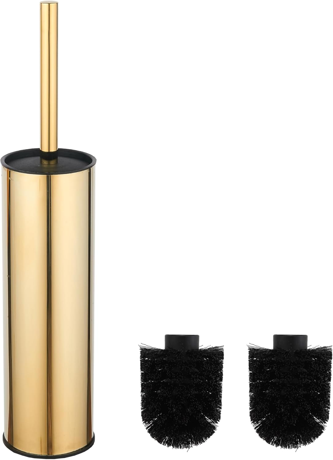 BGL Gold Toilet Brush and Holder, Stainless Steel Toilet Brush with PP Fiber Bristles, Round, 1 Pack