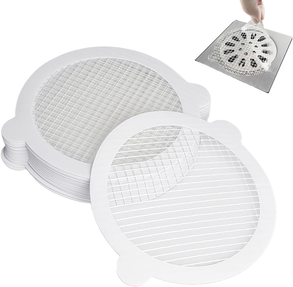 60 Pack Disposable Shower Drain Hair Catcher Hair Trap Drain Covers 4.4” Extra-Wide Mesh Hair