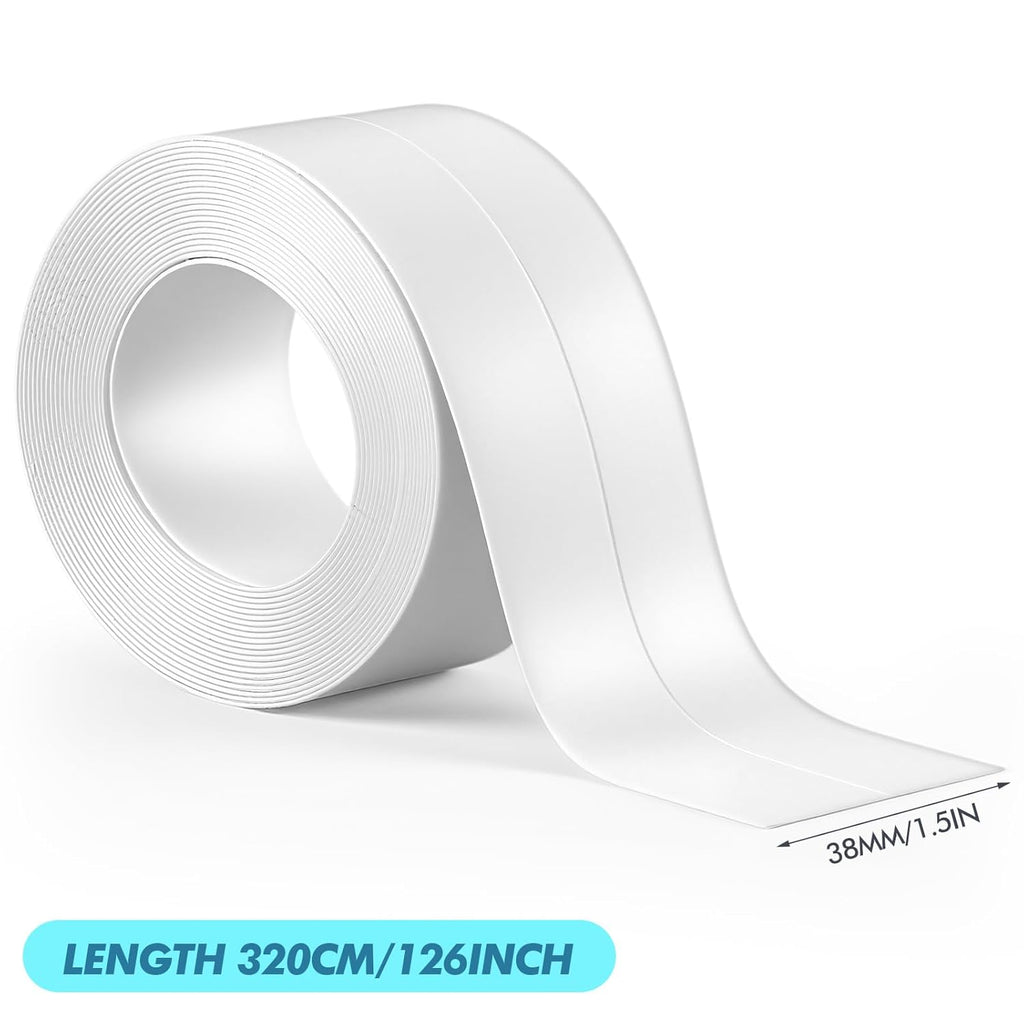 Maitys White Caulk Tape Waterproof Self Adhesive 12 Roll White Caulking Sealant Strips Bathroom