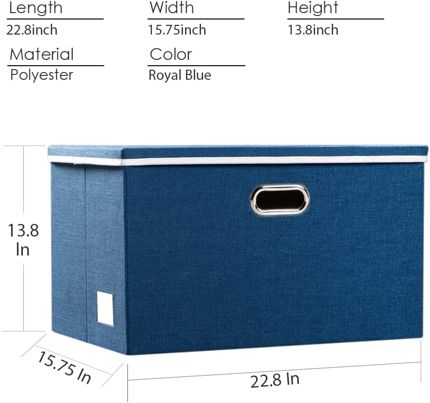 PRANDOM Extra Large Collapsible Storage Bins with Lids [3-Pack] Linen Fabric Foldable Storage