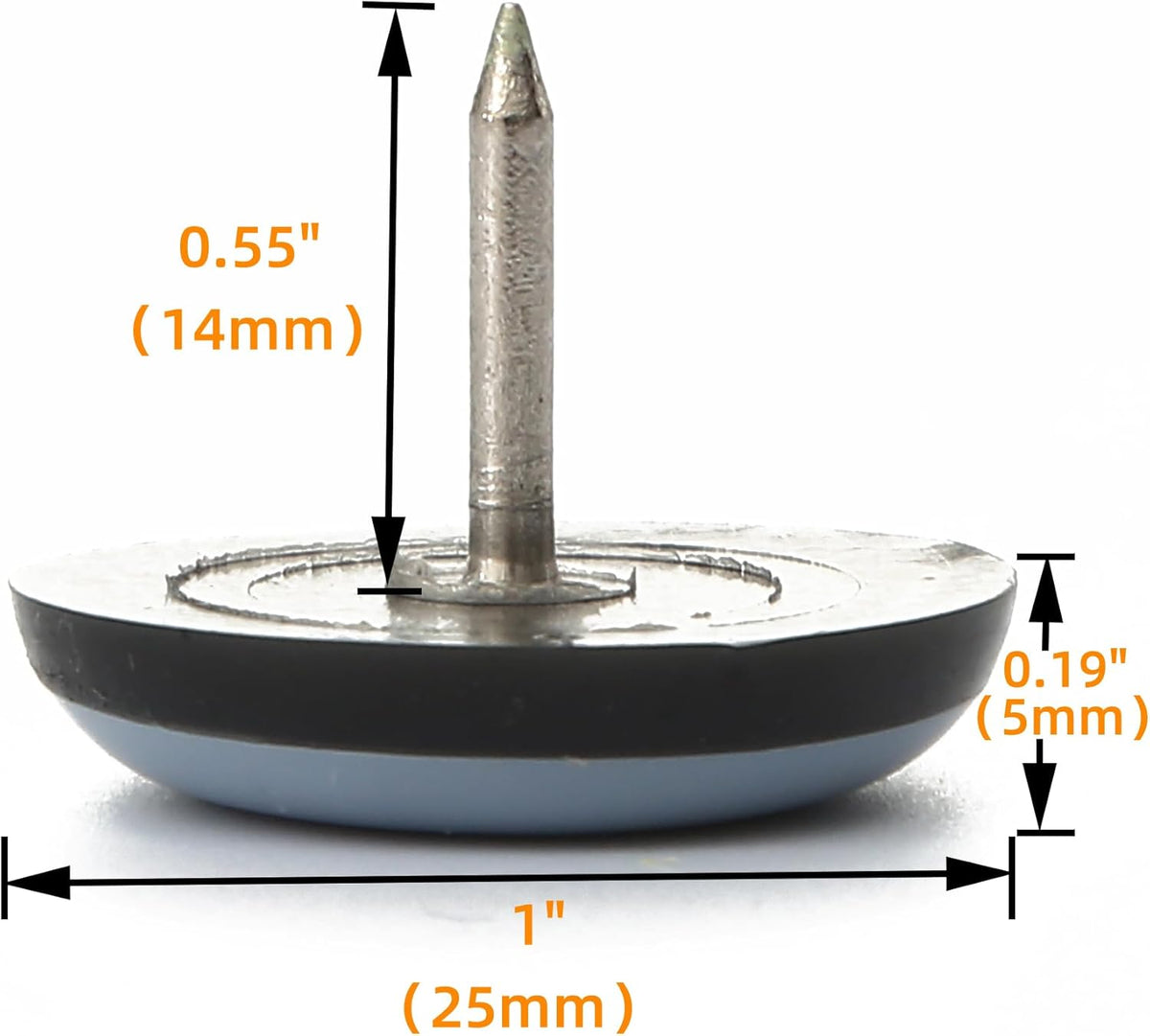 1" Nail on Furniture Sliders (24 Pack) - Furnigear Heavy Duty PTFE (Teflon) Chair Sliders Glides