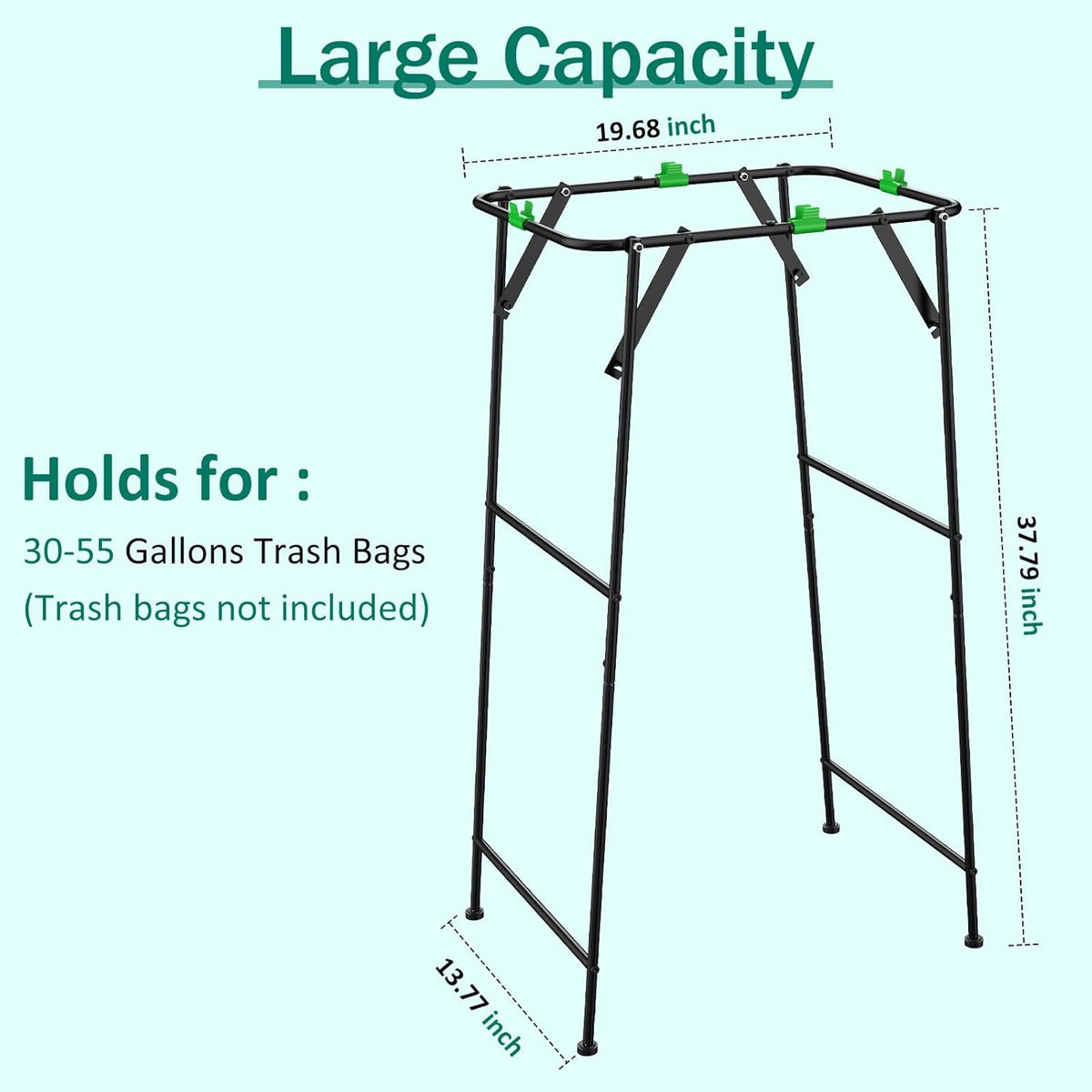 Foldable Trash Bag Holder Stand, Garden Garbage Bag Holder Frame Holds 30-55 Gallon Bags, Portable