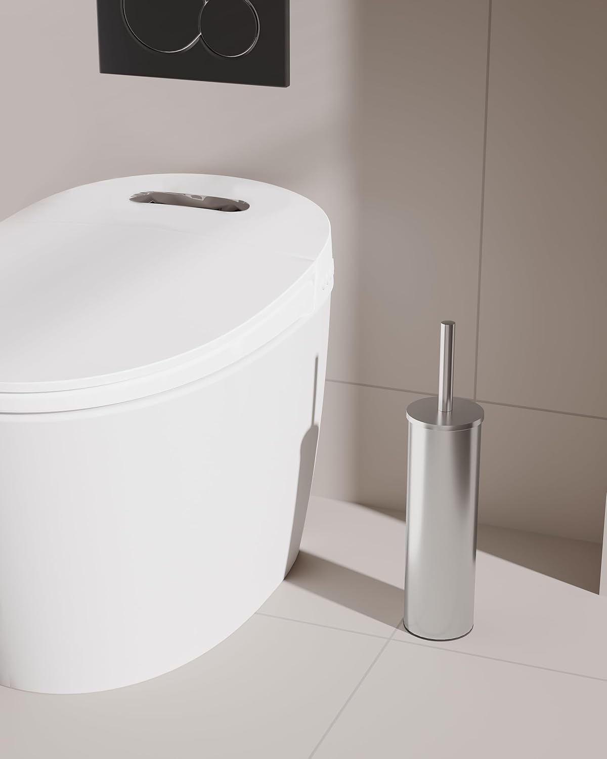 Toilet Brush and Holder Set, 2 Pack Stainless Steel Toilet Bowl Brush with Lid, Rust Proof Toilet