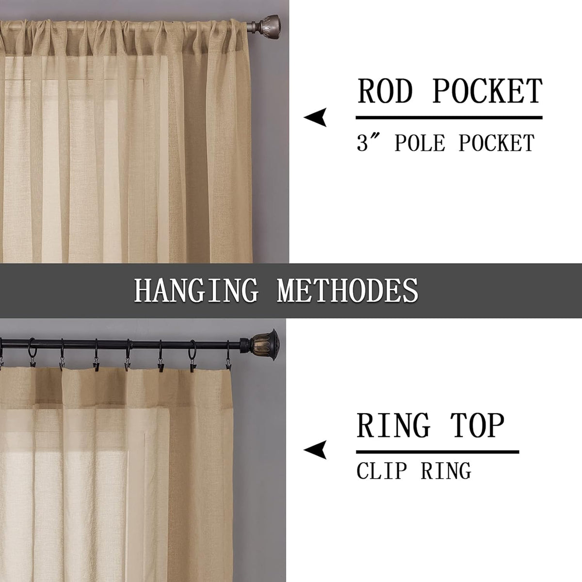 Tollpiz Sheer Tier Curtains Kitchen Linen Textured Half Curtain Sheers Light Filtering Rod Pocket