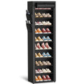 Kitsure 10-Tier Shoe Rack with Cover, Vertical Shelf, 17.5" Wide, Black