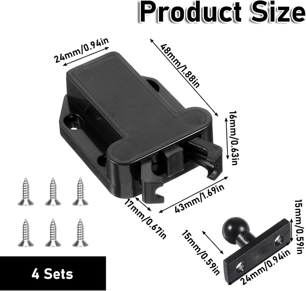 4Pack Push Latches for Cabinets, Push to Open Catch Lock,Safe Rebound Self-Locking Device Drawer