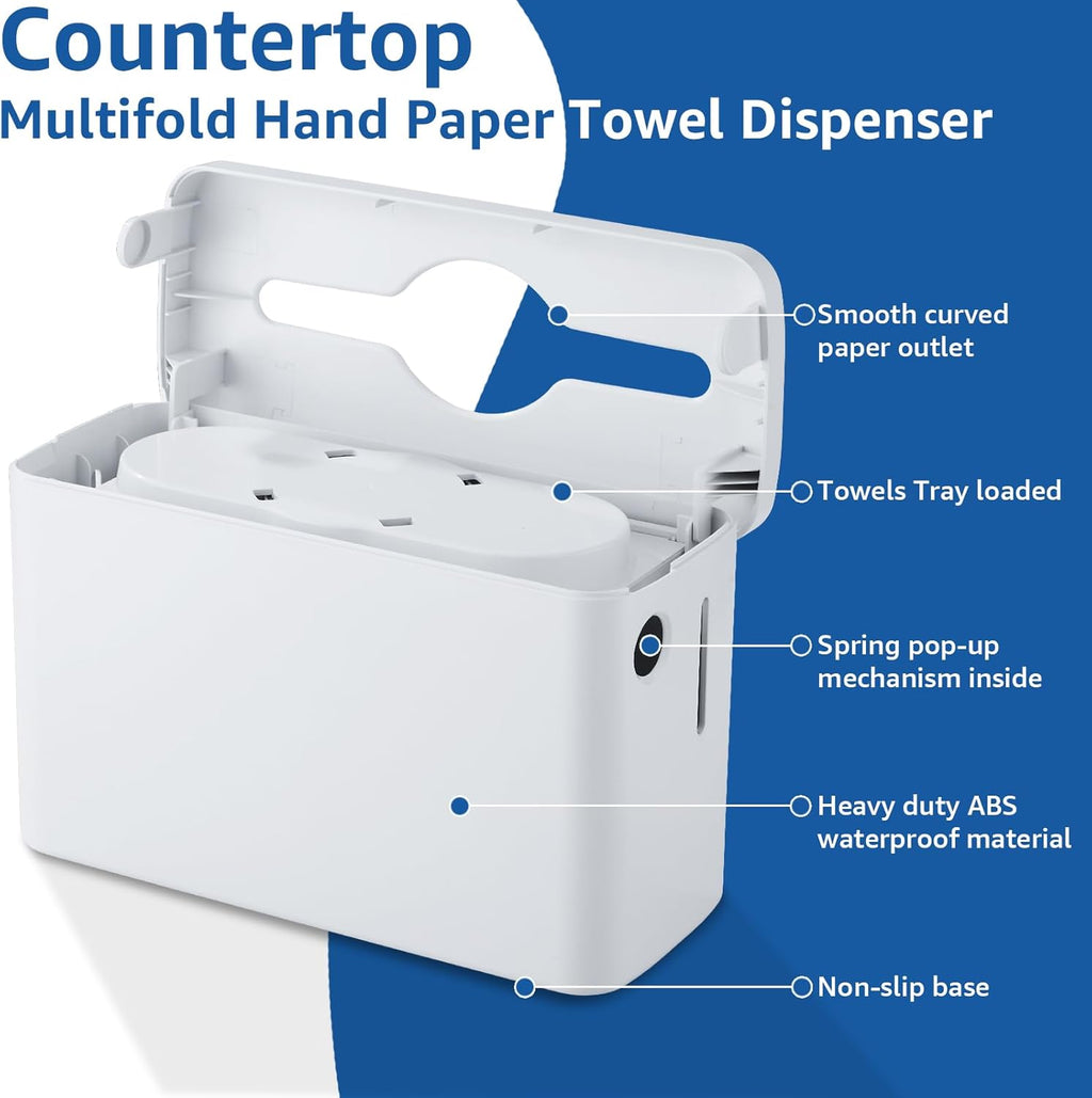 Paper Towel Dispenser Countertop, Multifold Trifold Paper Towel Holder, Hand Towel Dispenser