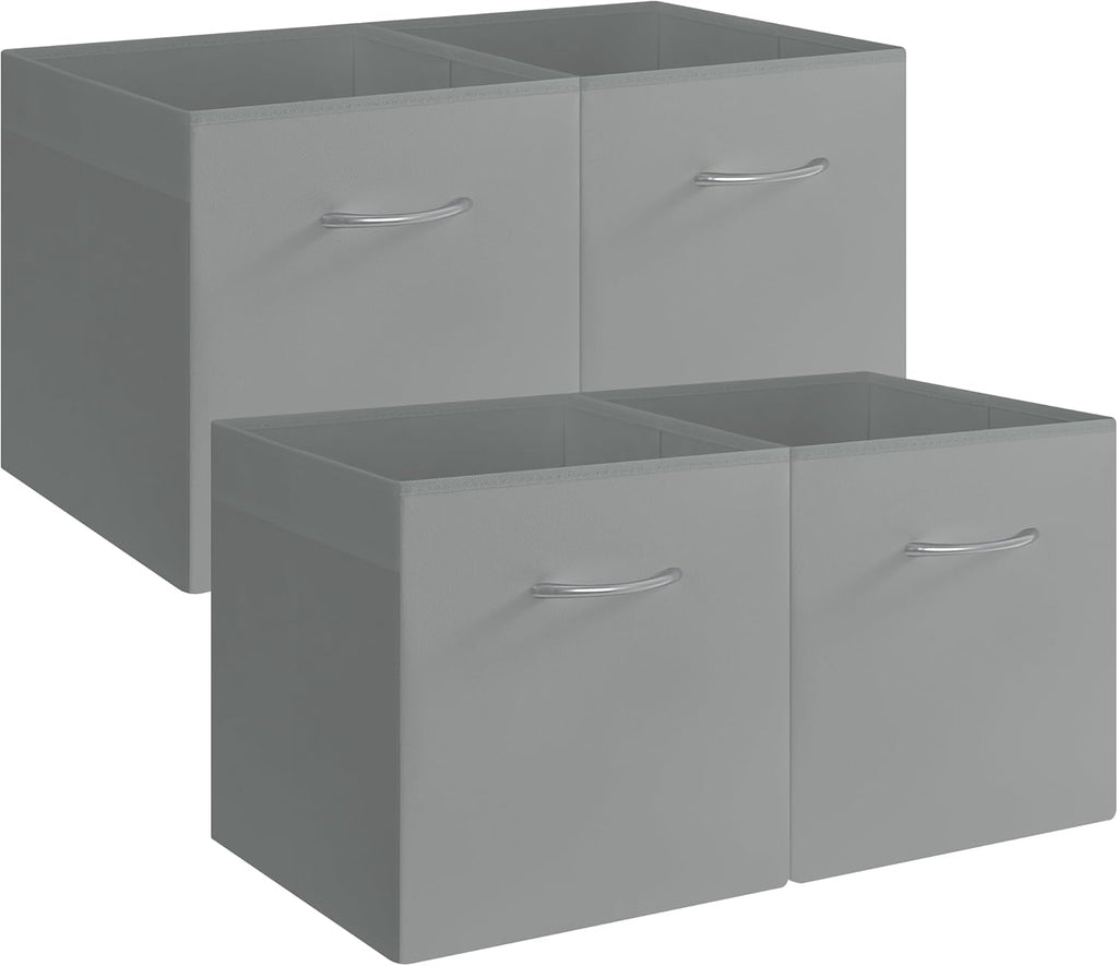 StorageWorks Gray Storage Cubes, 13x13 Storage Cube Bins with Handle, Cube Storage Organizer Bins
