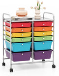 GOFLAME 12-Drawer Rolling Storage Cart, Multipurpose Organizer Cart with 2 Sizes Plastic Drawers