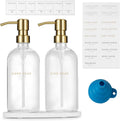 Glass Soap Dispenser - Dish Hand Soap Dispenser Set for Kitchen, Bathroom Soap Lotion Dispenser