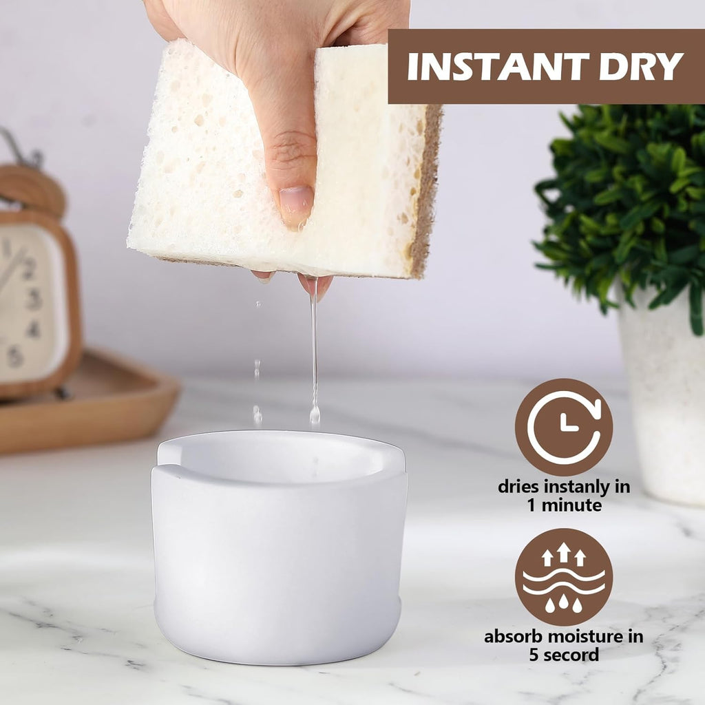 Geelin 2 Pack Diatomite Stone Sponge Holder for Kitchen Sink Absorbent Sponge Drying Rack Dish