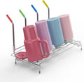 Bottle Drying Rack Stainless Steel Fold Water Bottle Drying Rack Organizer with Straw Holder for