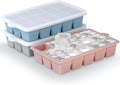 Silicone Ice Cube Trays 3Packs, Easy Release Ice Cube Molds with Lid, Freezer Stackable Ice Maker
