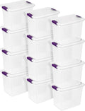 Sterilite 12-Pack 27 Quart ClearView Latch Box, Stackable Organizer Bins with Latching Lids - Clear