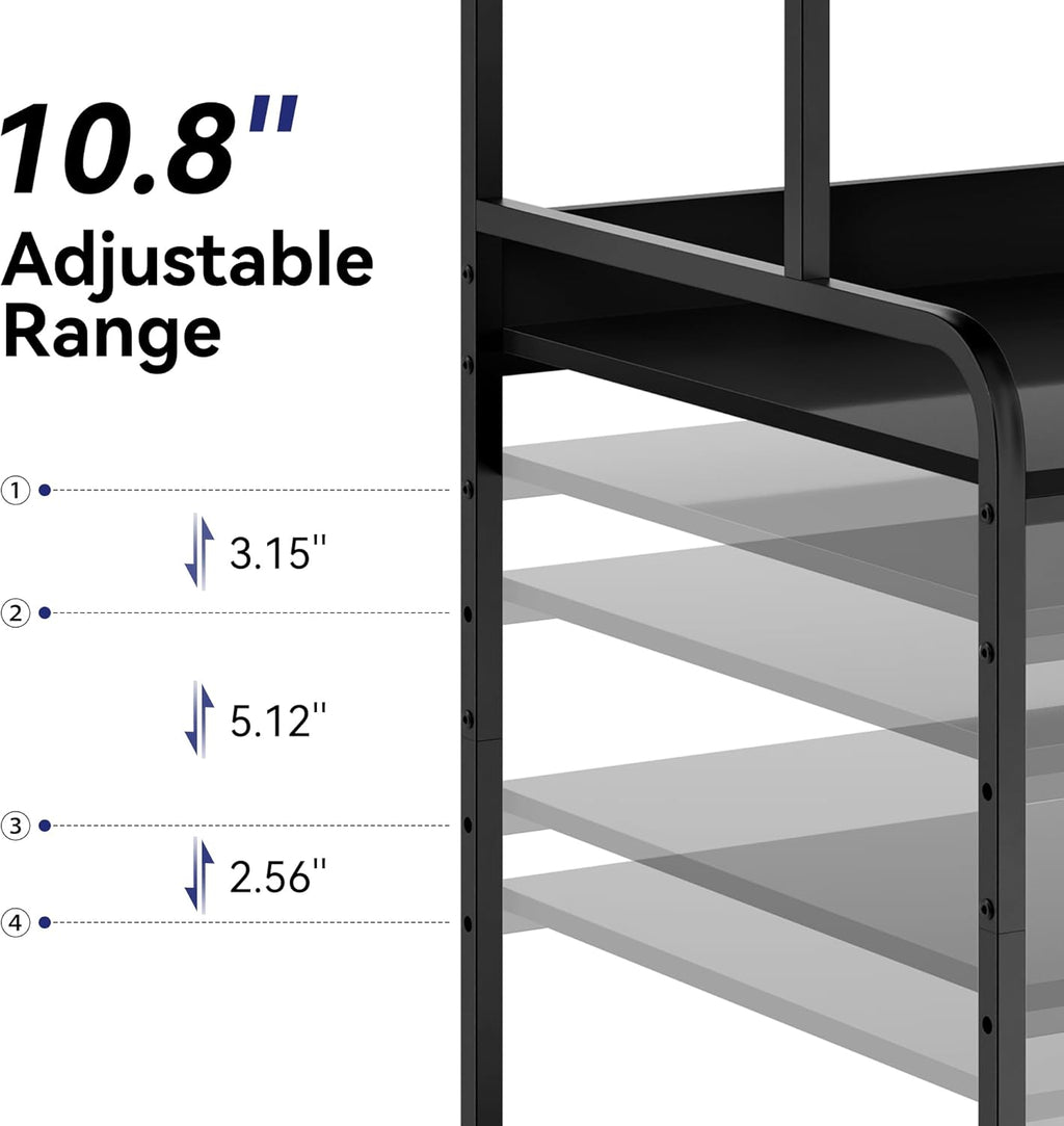 Extra Tall & Large Printer Stand, 24" x 24"x 46'' Height 4 Tier Metal Printer Table for Home