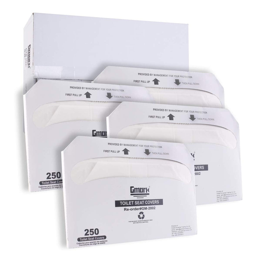 Gmark Paper Toilet Seat Covers - Thick Strength 100% Virgin Paper Disposable Half-Fold Toilet Seat