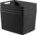 Curver Jute Large Decorative Plastic Organization and Storage Baskets, Perfect Bins for Home