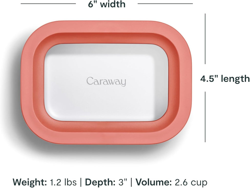Caraway 2pc Glass Food Storage Set - 2.6 Cup Food Containers (2) - Non-Toxic Ceramic-Coated Glass