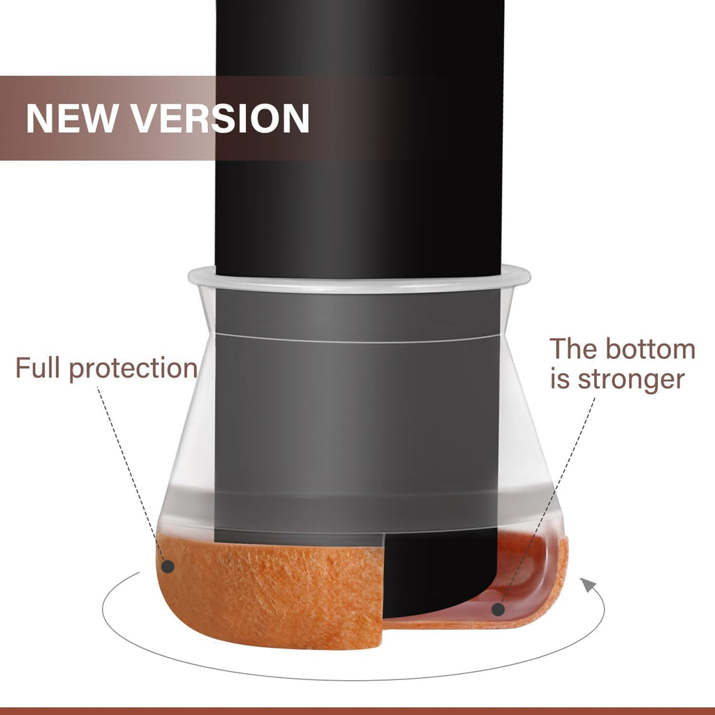 16 Pack Chair Leg Floor Protectors Chair Leg Protectors for Hardwood Floors Felt Silicone Caps