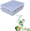 Ice Cube Trays Set of 2, Easy Release 15 Flexible Silicone Ice Cube Molds with Removable Lid