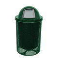 COATEDOUTDOORFURNITURE RDT-P-GRN Heavy Duty Round Trash Receptacle with Dome Top, Liner Included