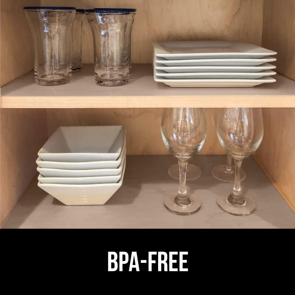 GORILLA GRIP DuraGuard Shelf Liner, Non-Adhesive Cabinet Liners for Kitchen Drawers, Shelves