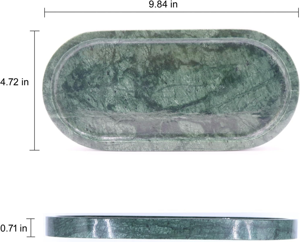 Natural Marble Tray, Oval Vanity Decorative Tray for Bathroom Counter, Countertop Stone Organizer