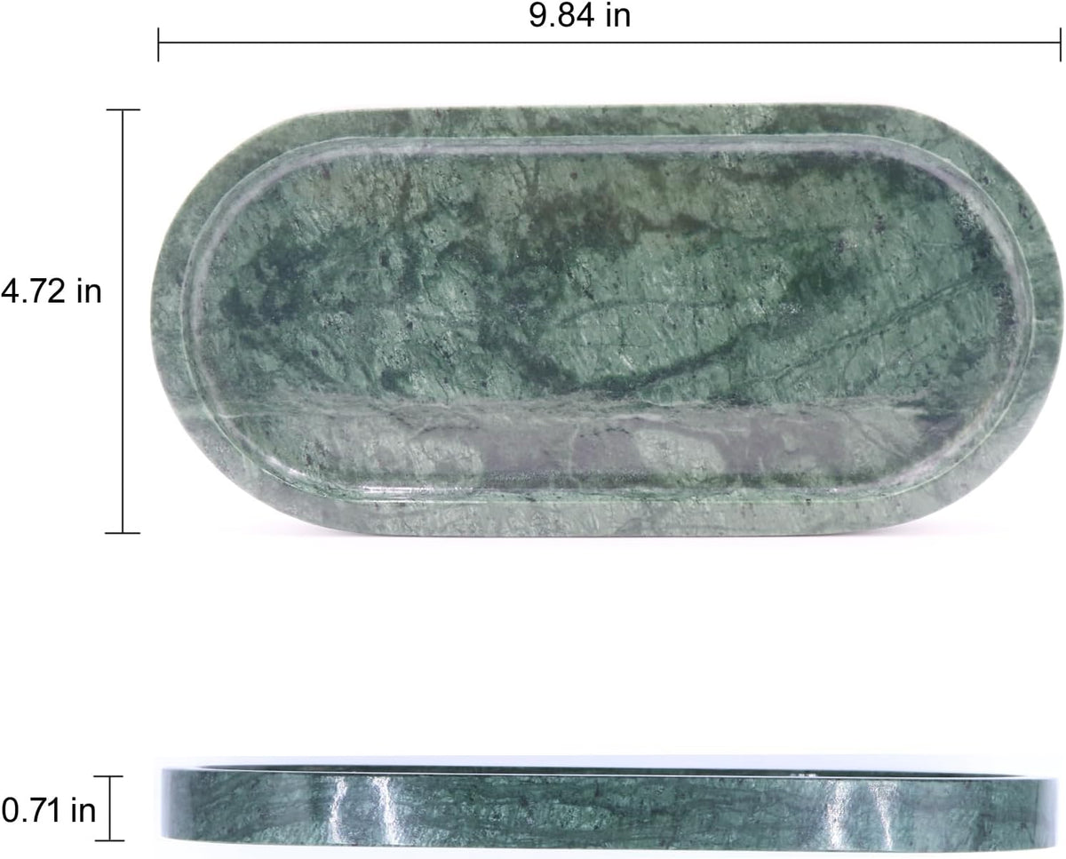 Natural Marble Tray, Oval Vanity Decorative Tray for Bathroom Counter, Countertop Stone Organizer