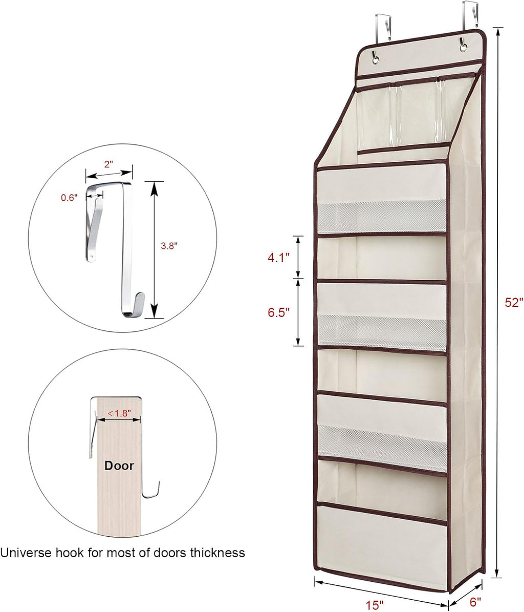 Univivi 5-Shelf Fabric Door Storage Over Door Hanging Organizer with 4 Large Pockets and 3 Small