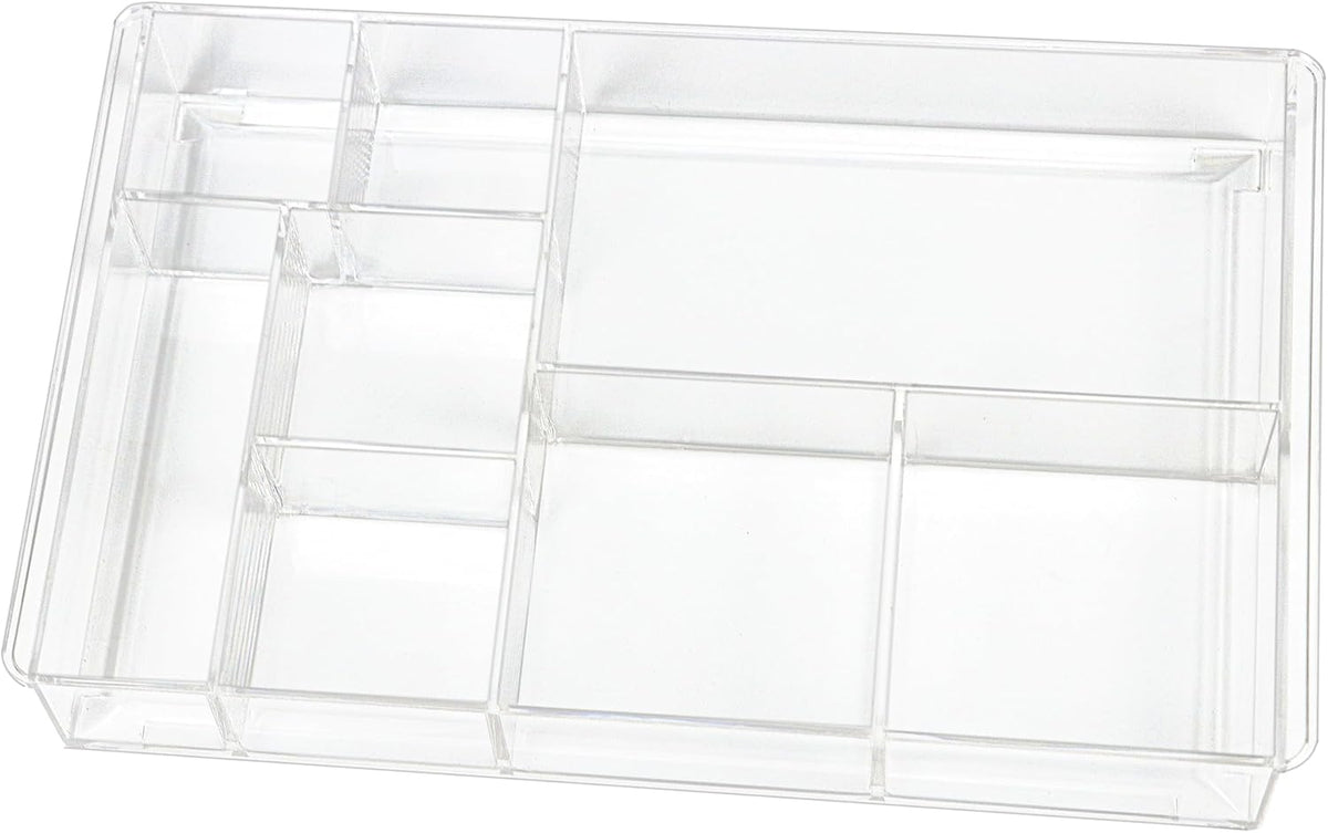 8-Section Clear Drawer Organizer, Large Acrylic Drawer Divider Tray for Desk,Bathroom,Office