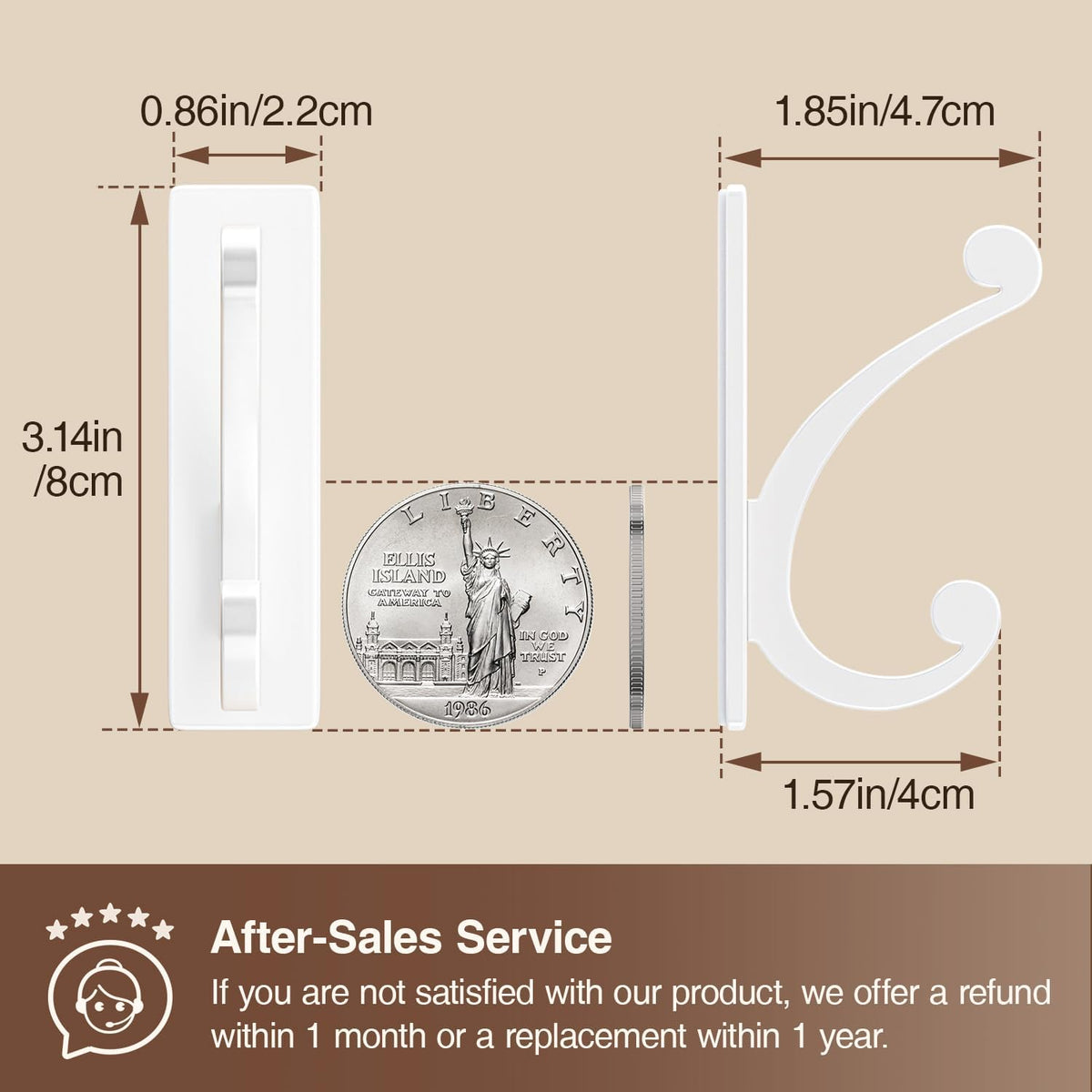 Adhesive Wall Hook for Towel/Coat - Extra Sticky 10LB Stainless, Stick on Hanger for Bath or