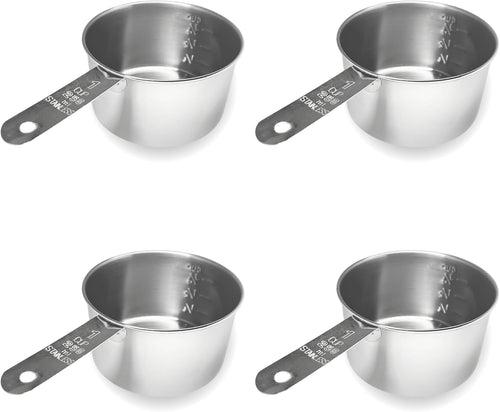 1 Cup Stainless Steel Measuring Cup | Sturdy Metal 250 ml | 240 cc | 8 oz | Single Cup for Wet and