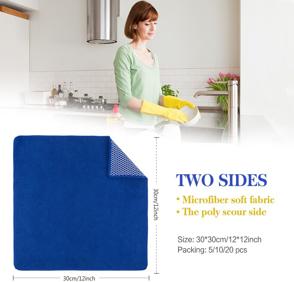 SINLAND Microfiber Dish Cloth for Wshing Dishes Dish Washing Rags Best Kitchen Washcloth Cleaning