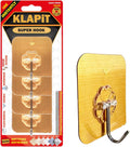 KLAPiT Super Hook - Heavy-Duty Adhesive Gold Wall Hooks, Holds Up to 11 lbs, Waterproof, No Damage
