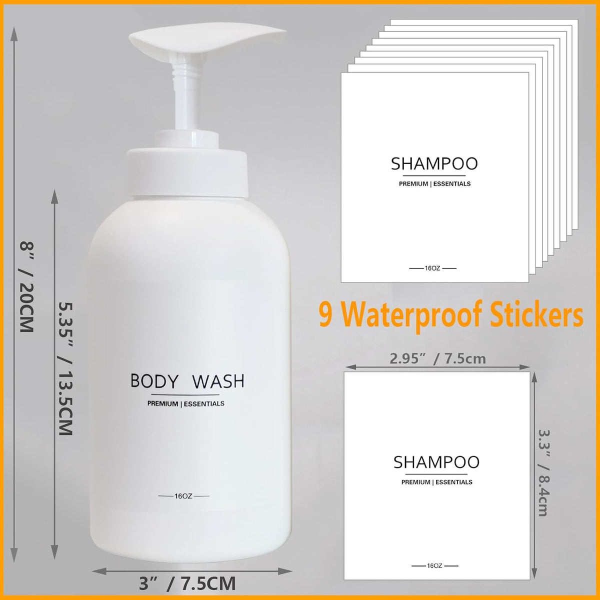 Frosted Pearl White Shampoo and Conditioner Bottles, Refillable Apothecary Dispenser Pump for