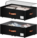 Underbed Storage With Wheels,Large Capacity 10 inches Height Storage Bins,Rolling Underbed Shoe