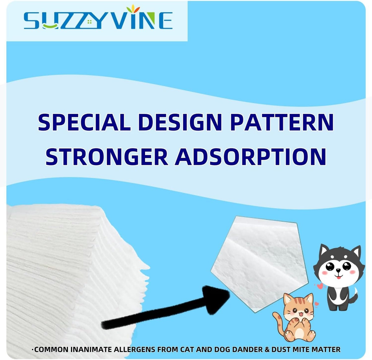 SUZZYVINE Dry Sweeping Cloths Dry Pads Refills 80 Count Dry Mop Refills for Floor Mopping and