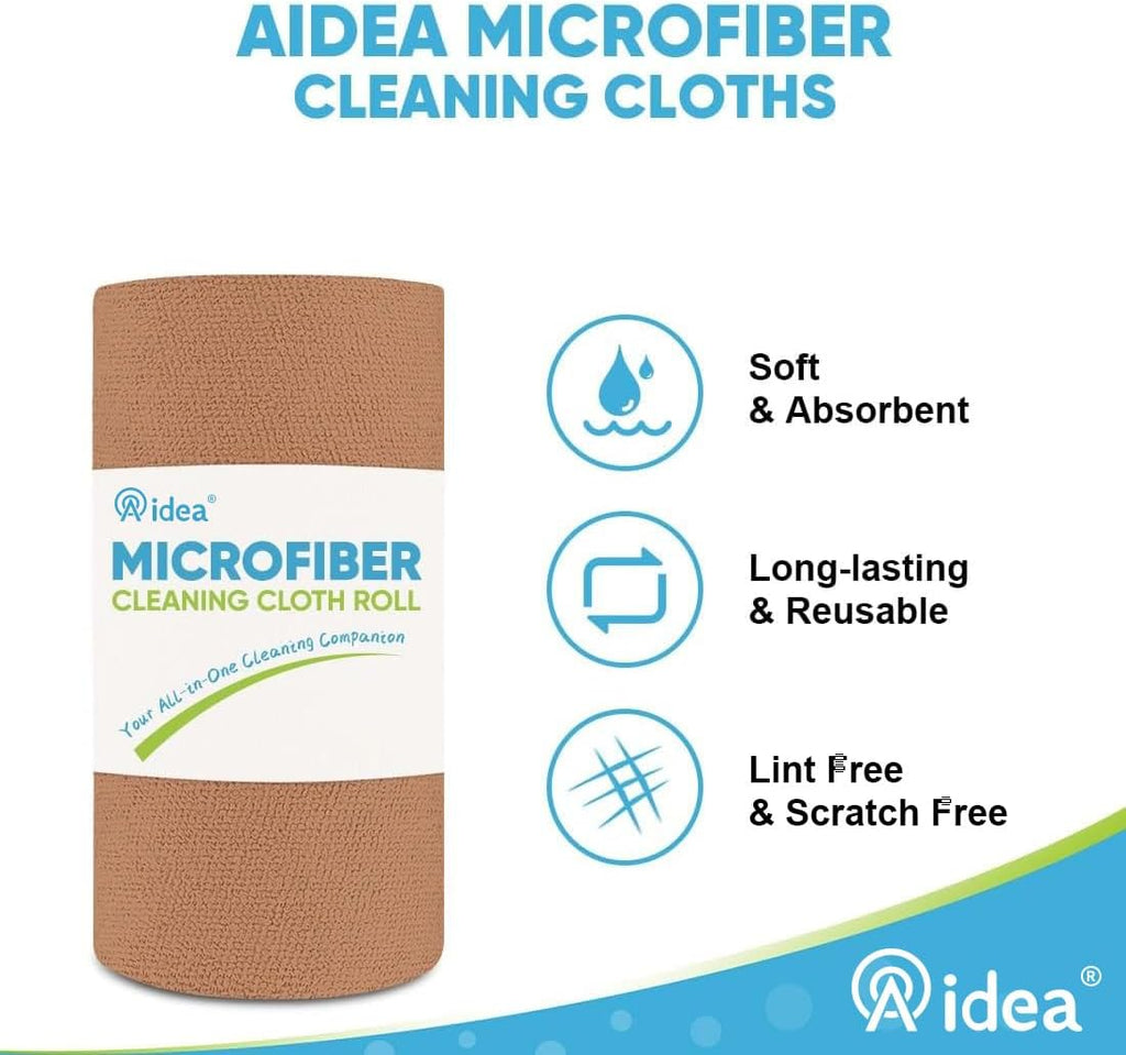 AIDEA Microfiber Cleaning Cloth 330 Sheets 6 Roll, Microfiber Towels for Cars, Shop Rags Washable