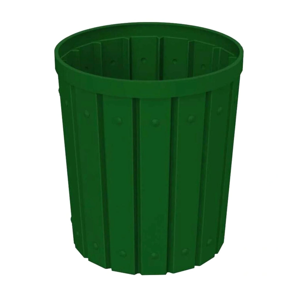 42 Gallon Slatted Circle 100% Recycled Plastic Commercial Outdoor and Indoor Trash Can with Push