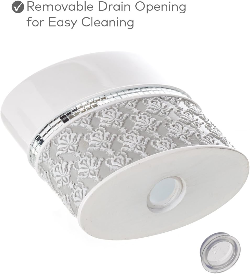 Creative Scents Mirror Damask Toothbrush Holder for Bathroom - Gray & White Toothbrush and