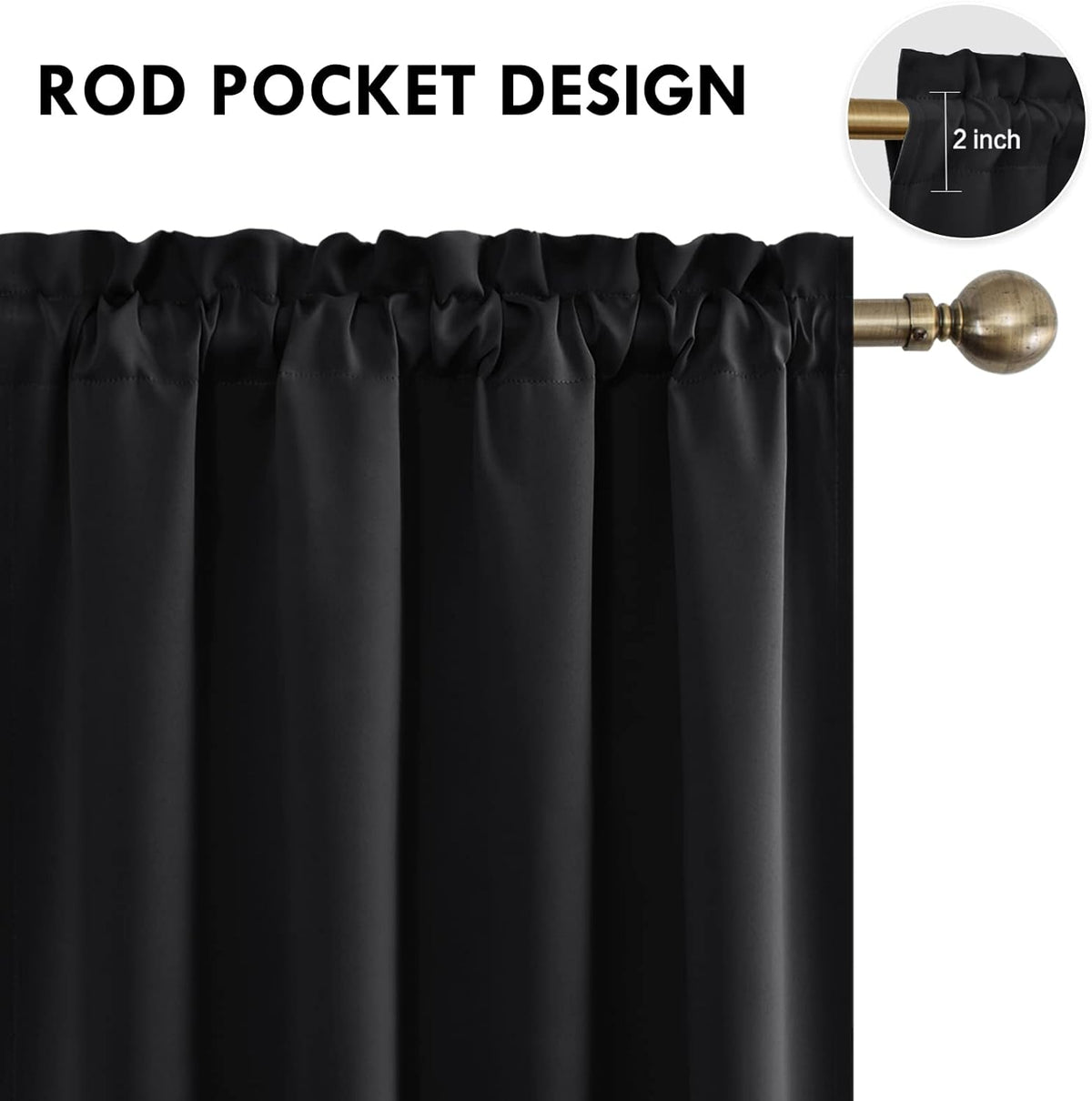 DWCN Blackout Curtains Room Darkening Thermal Insulated Bedroom Curtains Window Curtain Panels, 52