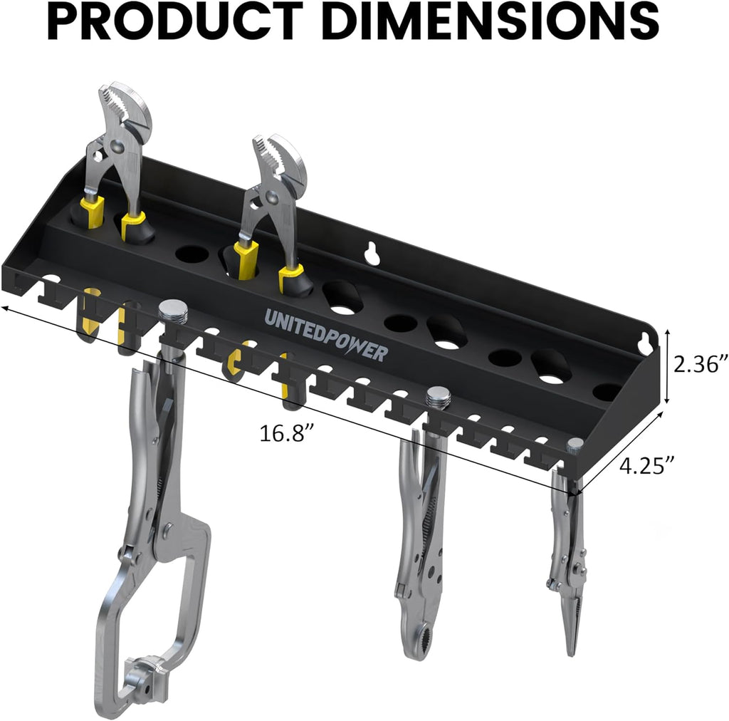UNITEDPOWER Vise Grip Holder, Wall Mount Pliers Storage Rack Organizer for Workshop, Shed, Garage