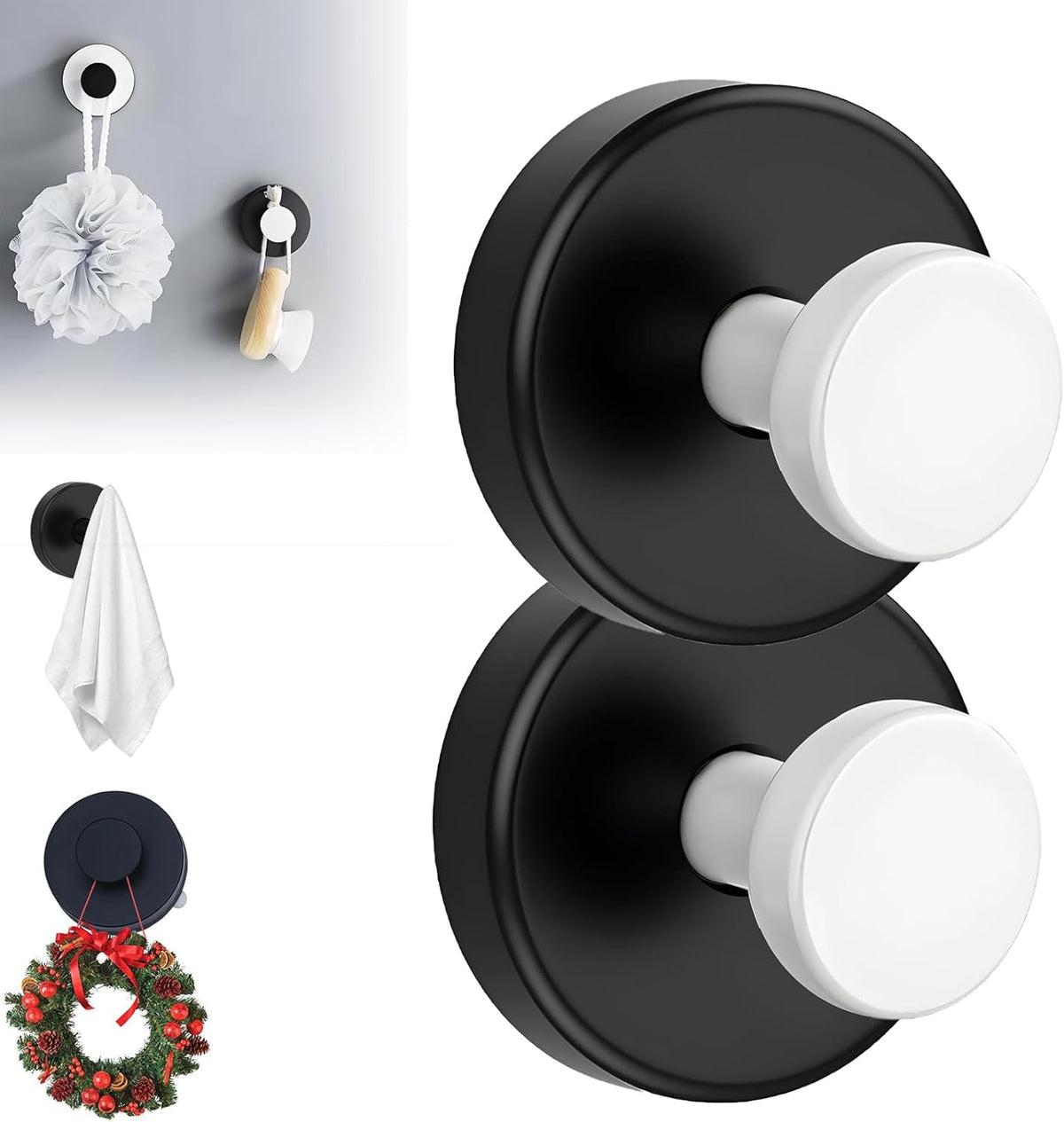 Suction Cup Hooks for Wreaths, 2025 New No Drill Suction Cup Hooks on Glass, Wreath Hanger for